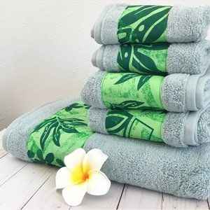 HANDMADE Polynesian Print Bath Towel Set